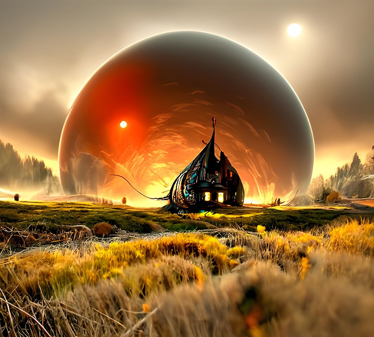 Surreal Living House Devouring Humans in Paranormalpunk Styl...