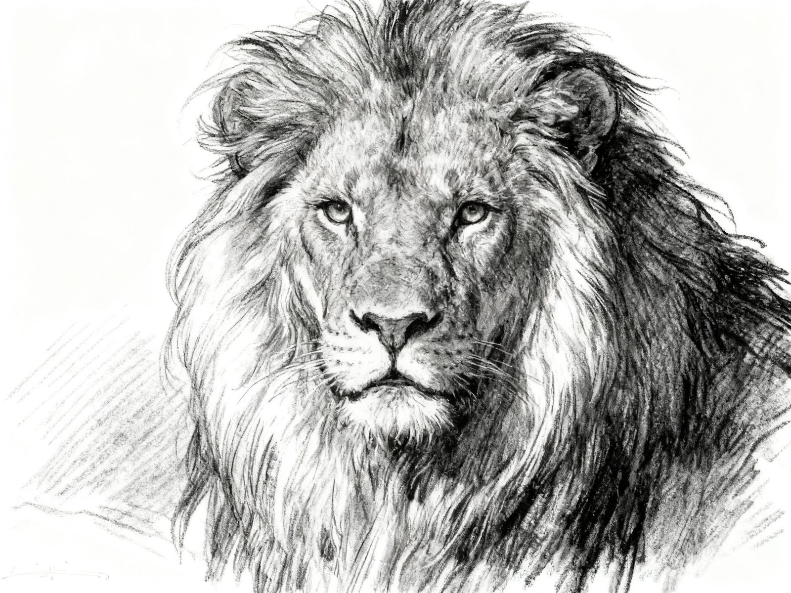 Majestic Lion Sketch in Black and White