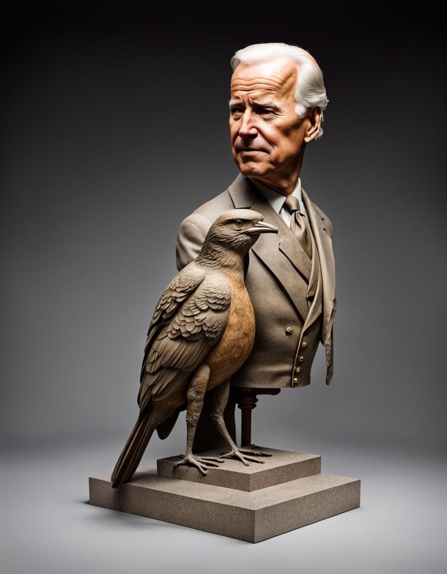 Ancient Bird Statue with Joe Biden Head