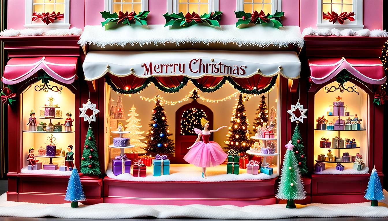 Charming Christmas Miniature Town Storefront Display