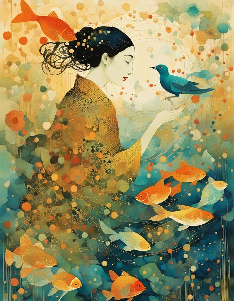 Magical Shakespearean Scene in Ink Splash Art