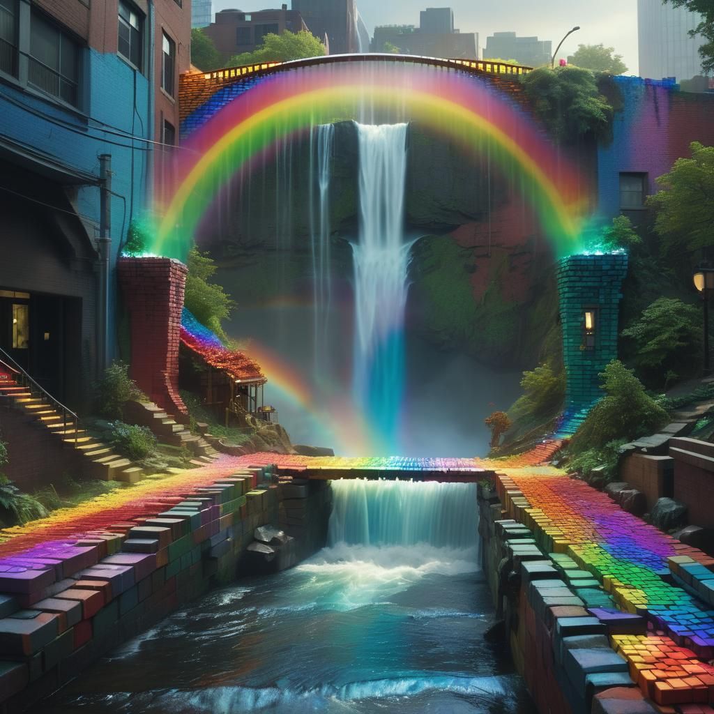 Rainbow Bridge Creates Ethereal Fantasy Scene