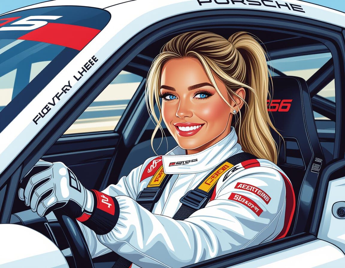 Race Car Driver Portrait in Comic Book Style