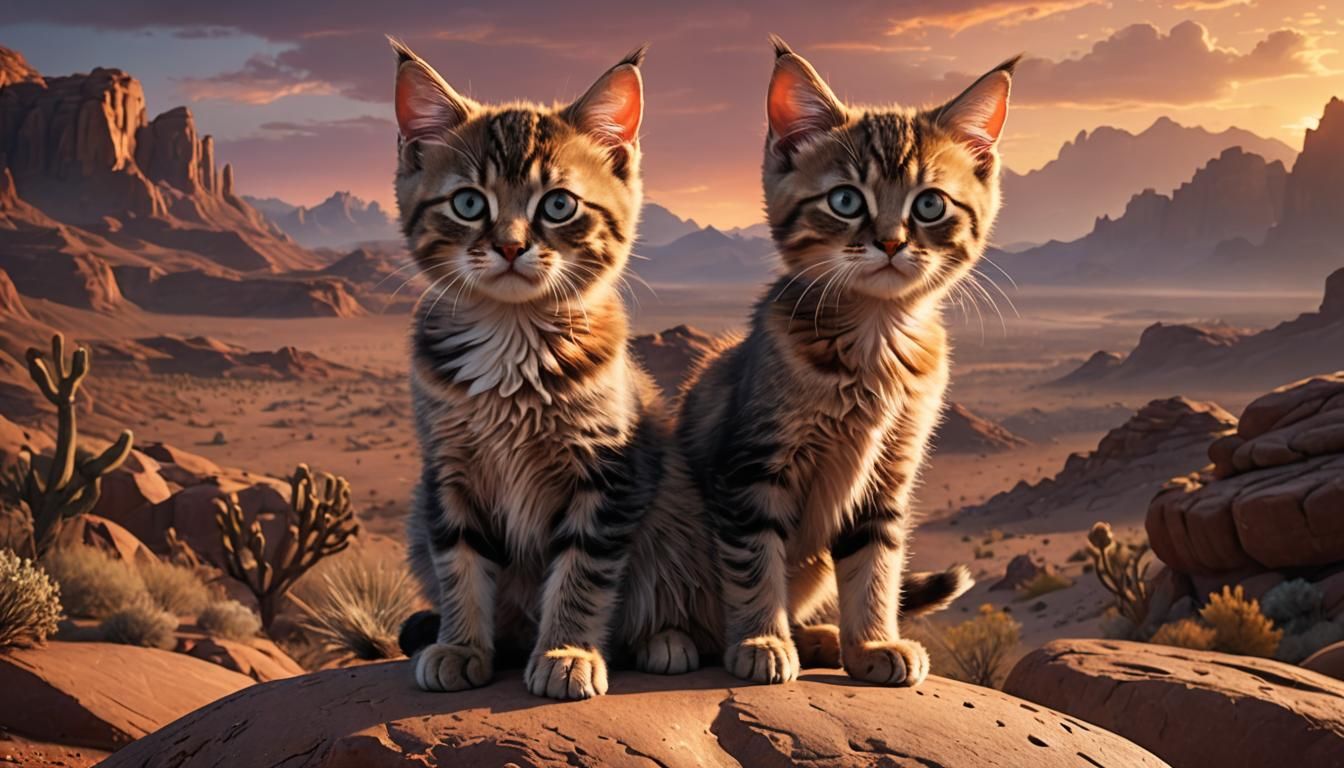 Grumpy Kitten at Sunset: Fantasy Matte Painting