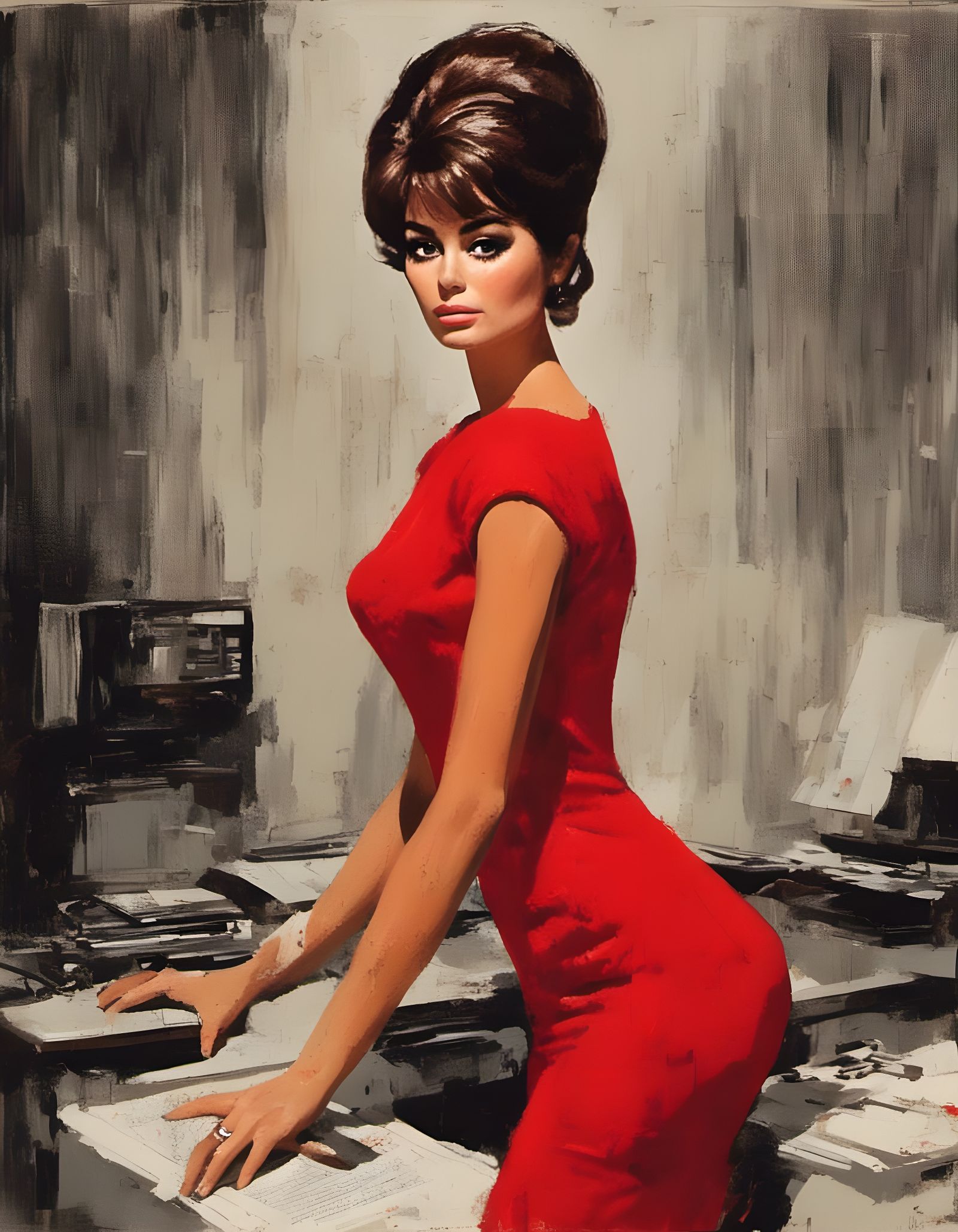 Romantic Portrait of Woman in Red Dress