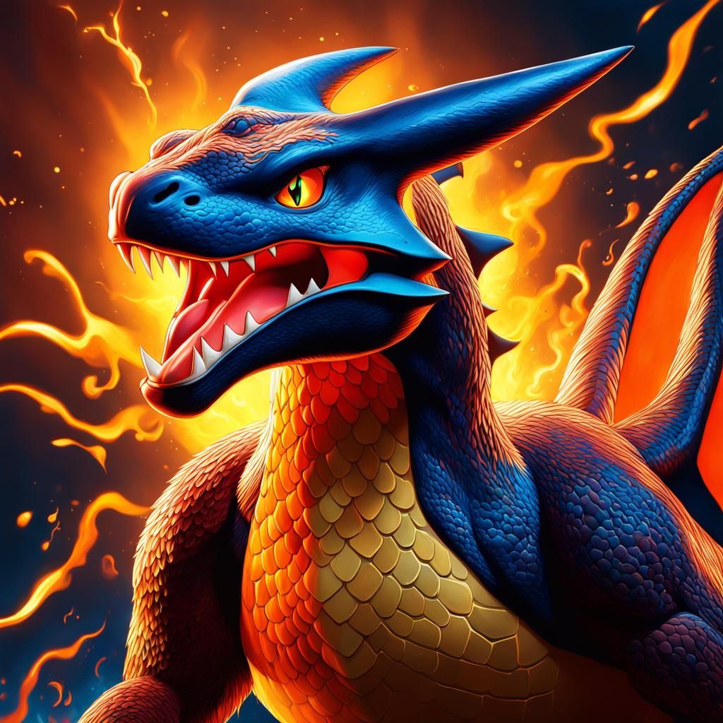Hyperrealistic Charizard Splash Art: Detailed Concept