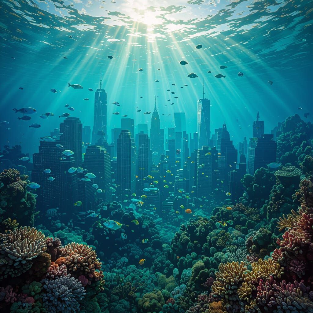 Sunken Manhattan Transformed by Coral Reefs One Million Year...
