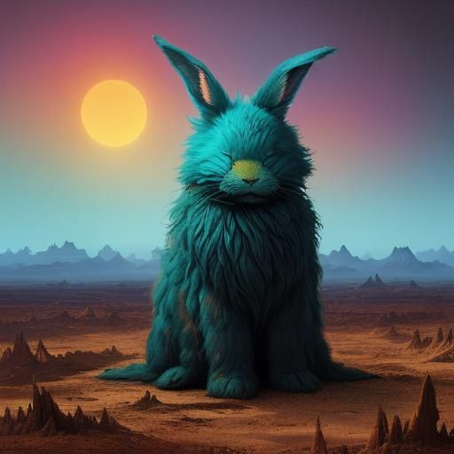 Alien Rabbit in a Surreal Landscape