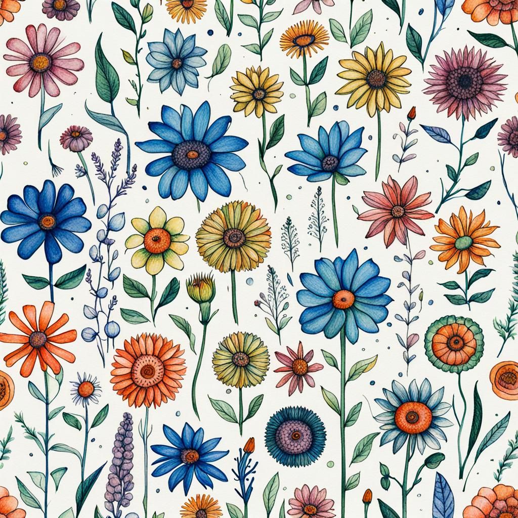 Colorful Ink Flower Growth Stages