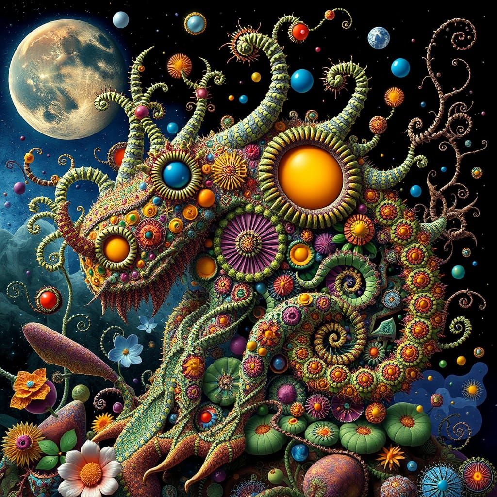 Intricate Surreal Dreamscape Creature in Rustic Style