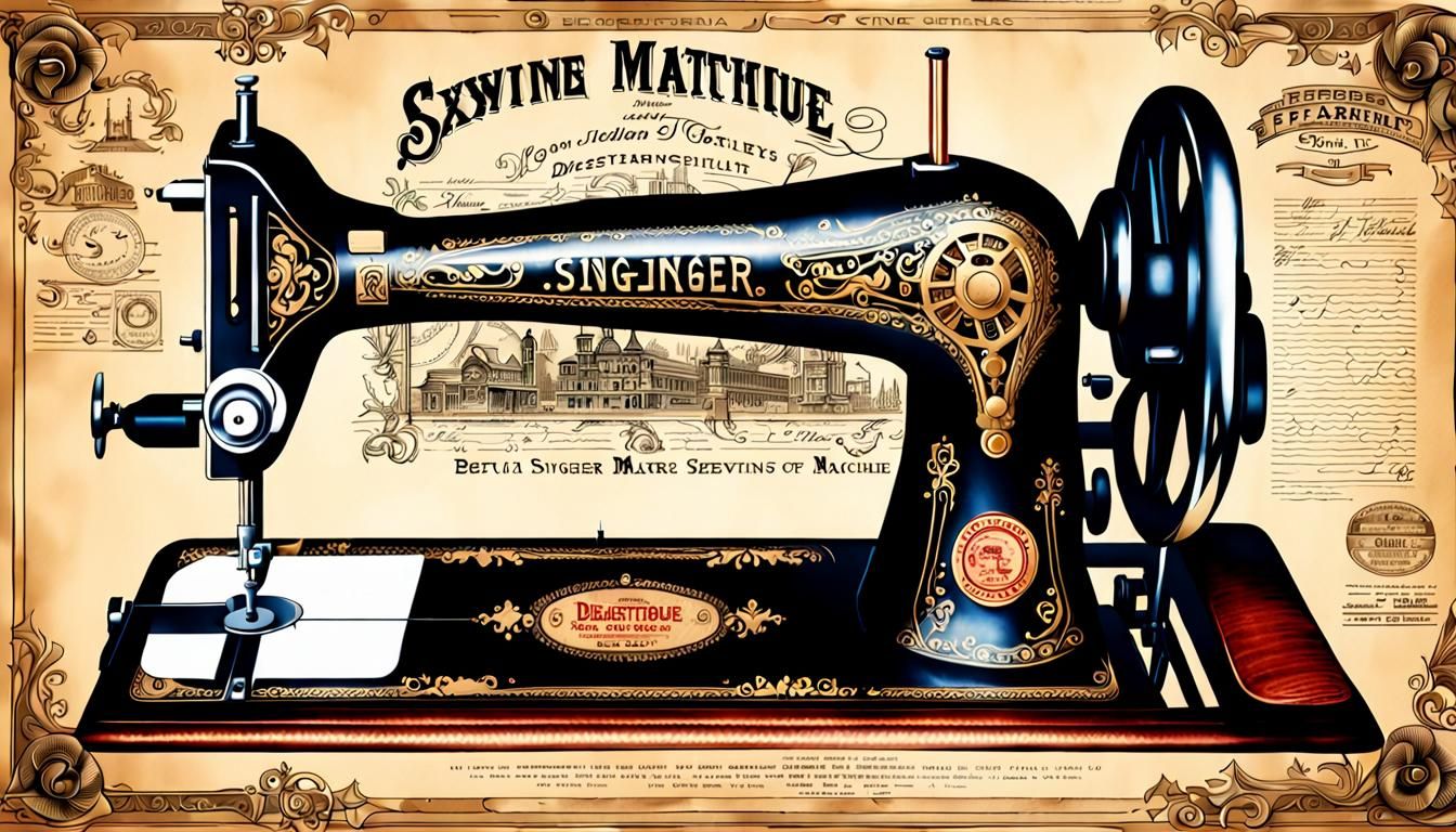 Victorian Singer Sewing Machine Advertisement Diagram