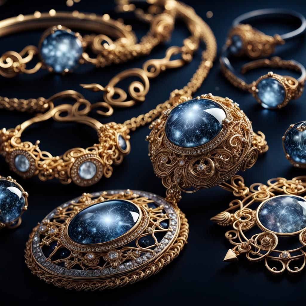 Magical Constellation Jewelry in Hyperrealistic Style