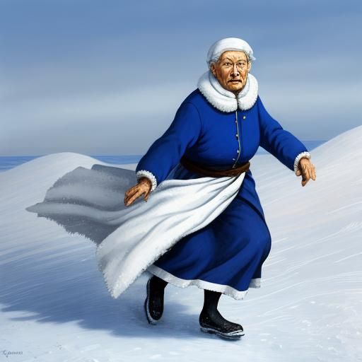 Surreal Windscape: Old Woman in a Snowdrift