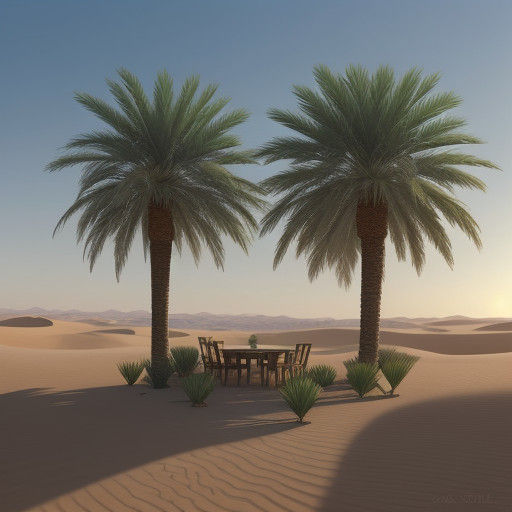 Tranquil Golden Hour Oasis in the Desert