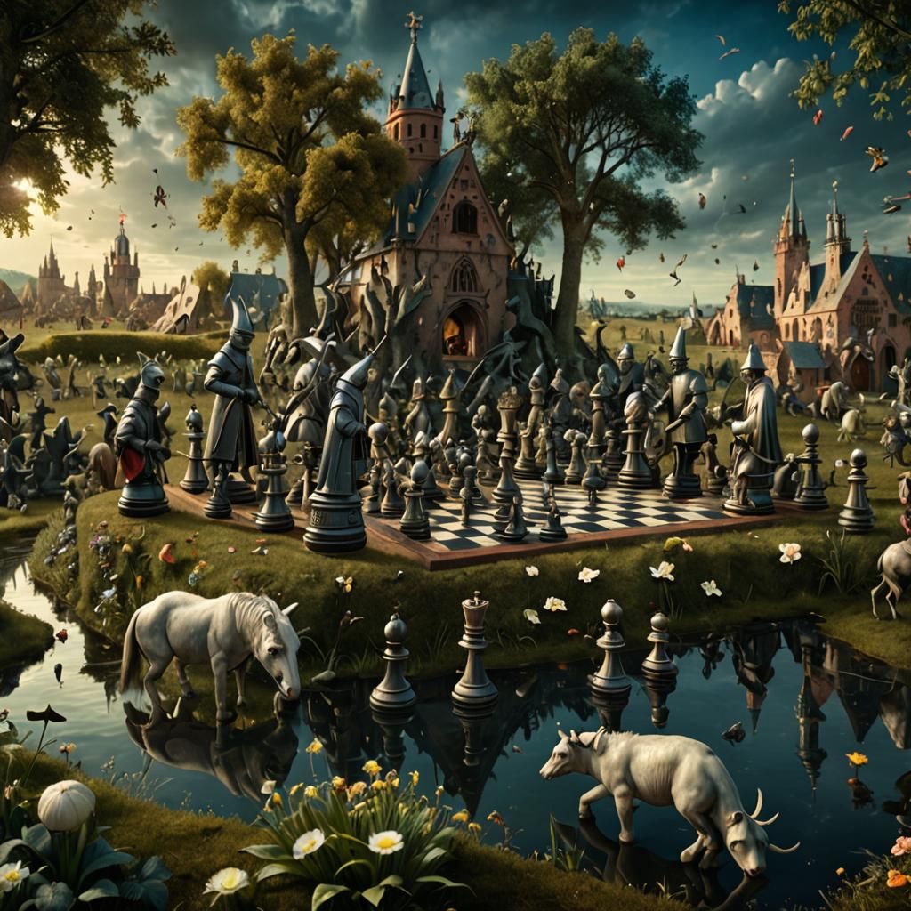 Bosch-Inspired Chess Game in Maximalist Style