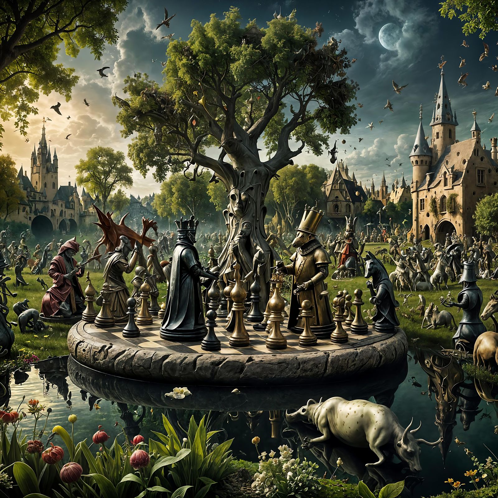 Bosch-Inspired Chess Game in Maximalist Style