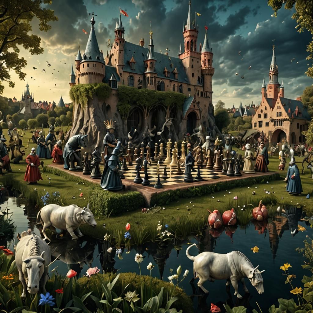 Bosch-Inspired Chess Game in Maximalist Style