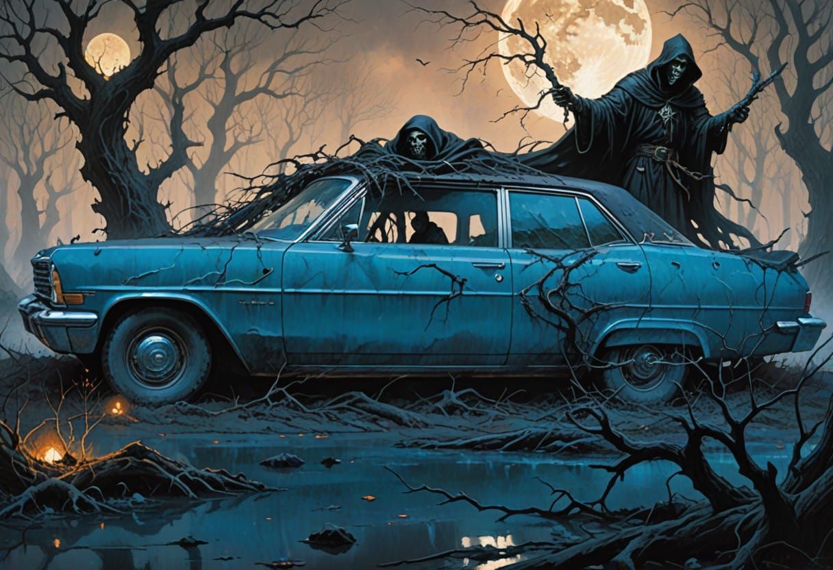 Dark Wizard Casts Malevolent Spells in Frozen Forest