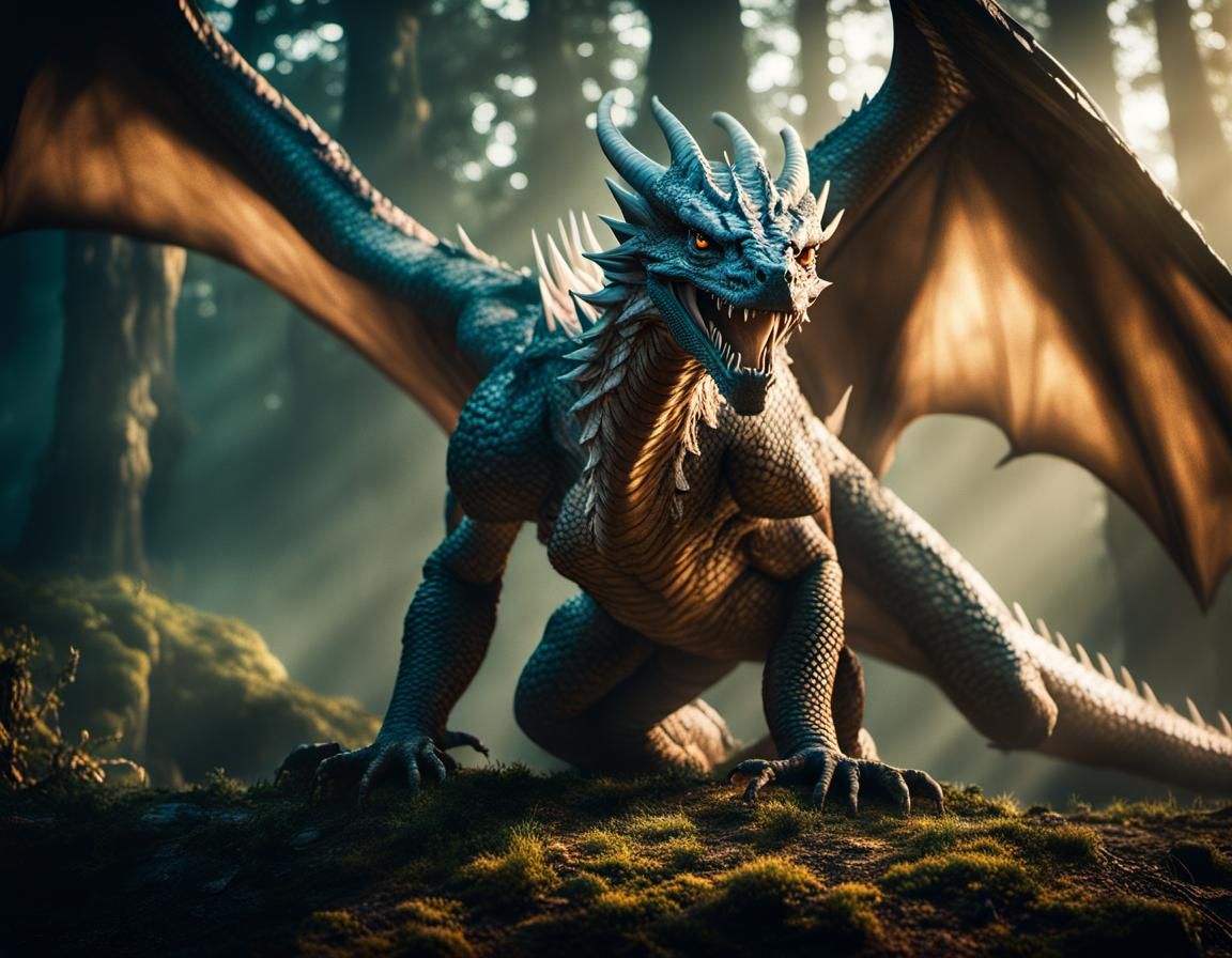 Dramatic Dragon Portrait: Cinematic Film Still