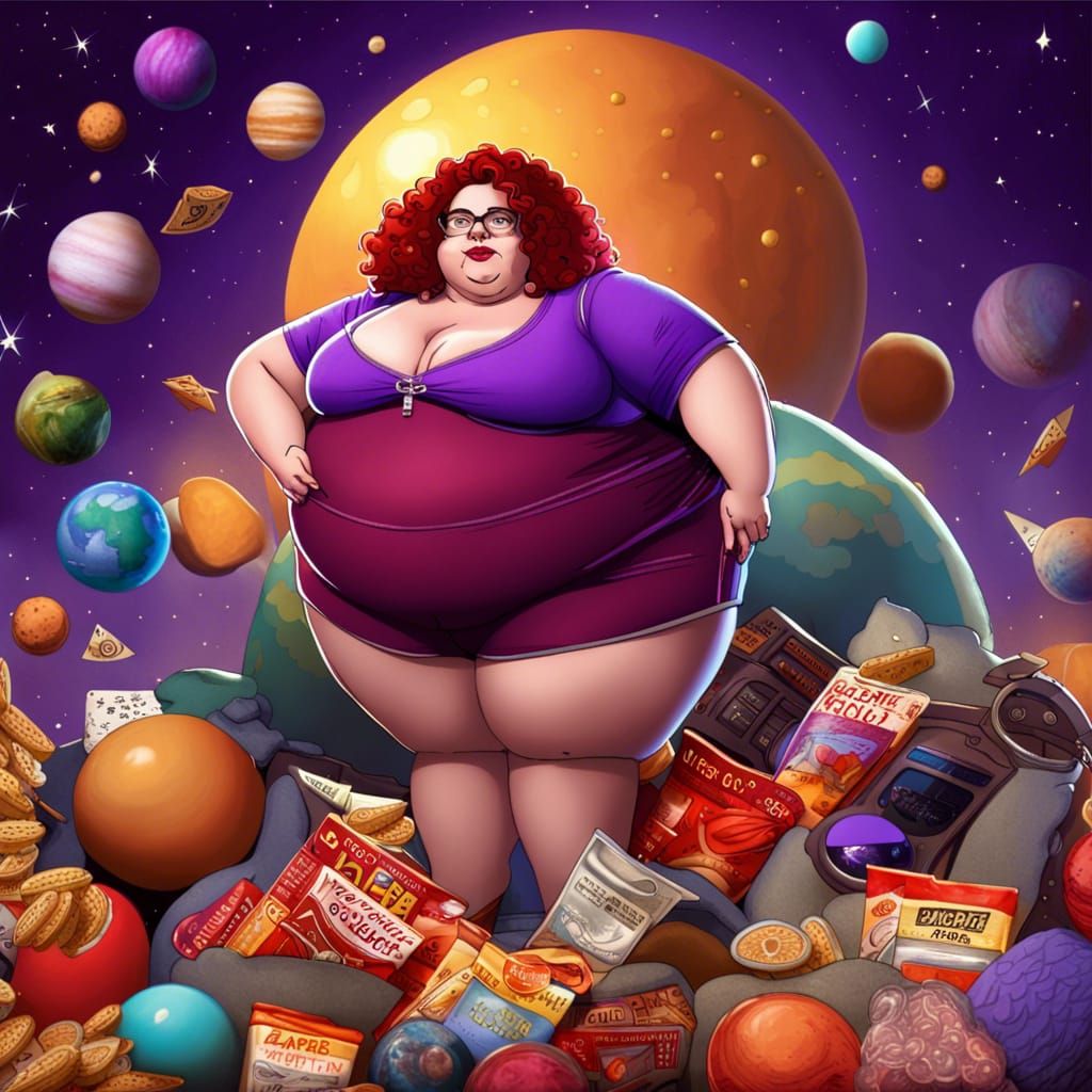 Plus-Size Model Ad with Rocket Ship, Matte Painting