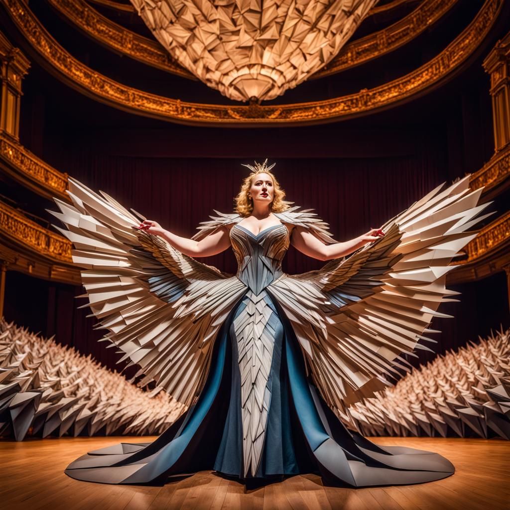 Stunning Soprano in Valkyrie Costume on Opera Stage