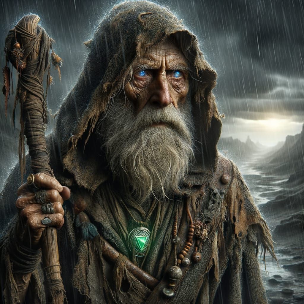 Wanderer in Wasteland: Hyperrealistic Digital Painting