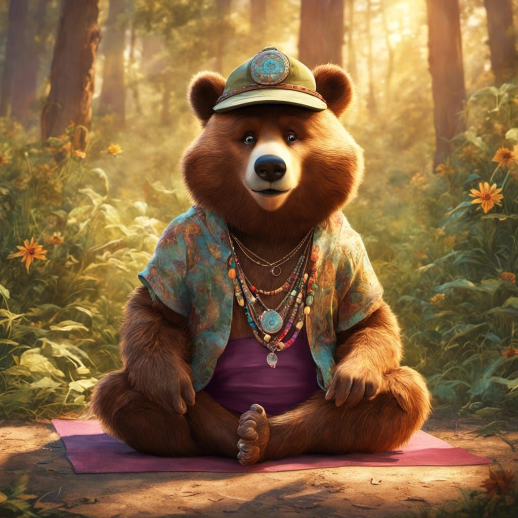 Yogi Bear as Hippie Yoga Instructor