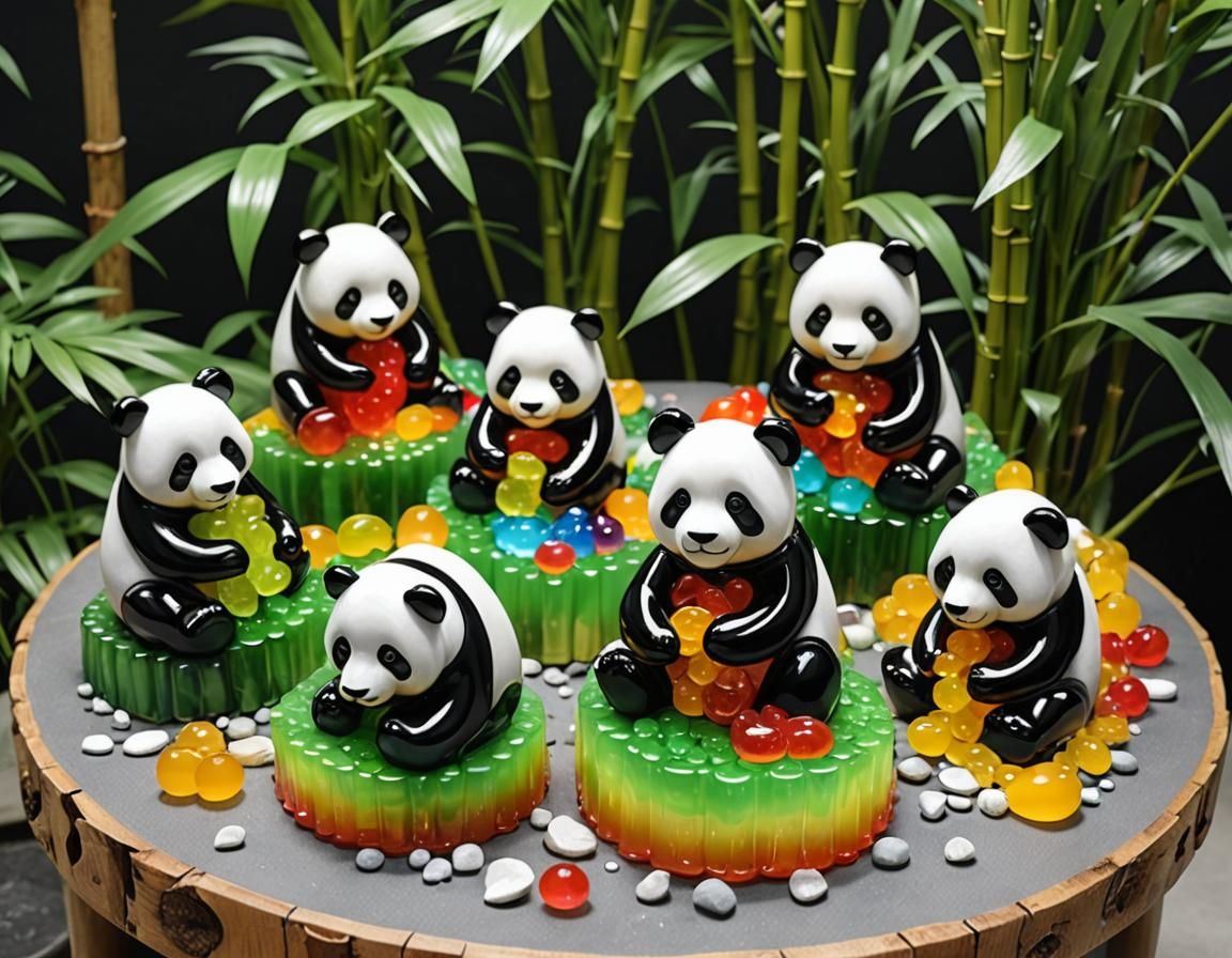 Jelly Panda Sculpture in a Sweet Jelly World