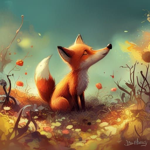 Adorable Fox in Detailed Fantasy Art
