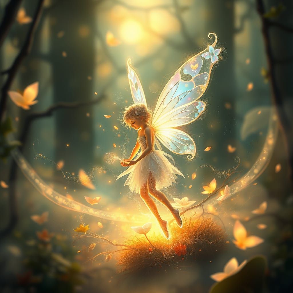 Luminous Fairy in Dreamlike Forest, Ethereal Art