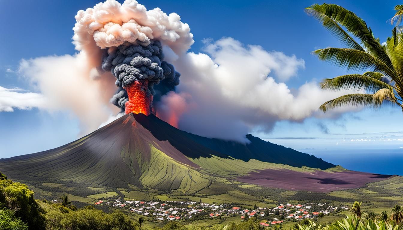 Fiery Majesty of a Volcanic Eruption on Reunion Island