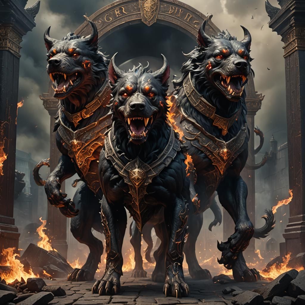 Hyperdetailed Cerberus Guardian of the Underworld