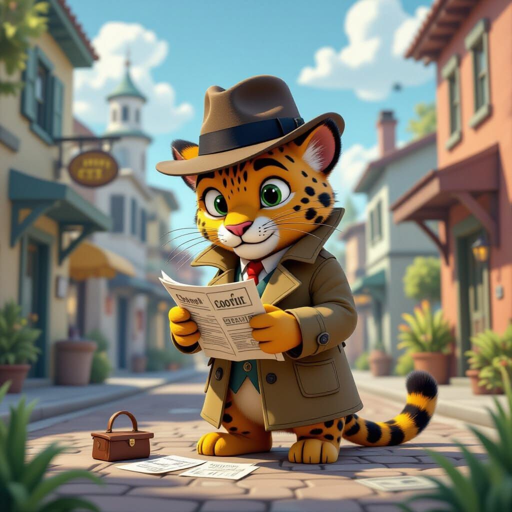 Leopard Detective Investigates Crime in Animated City