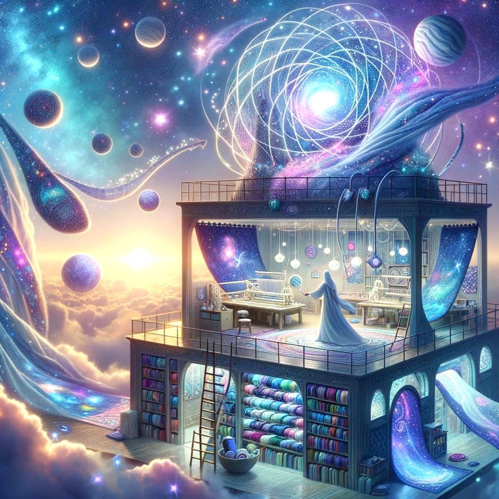 "The Celestial Quilter’s Cosmic Studio"
