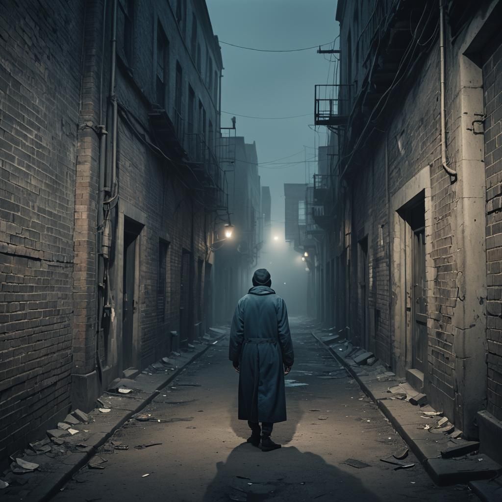 Dark Cinematic Alleyway Film Still