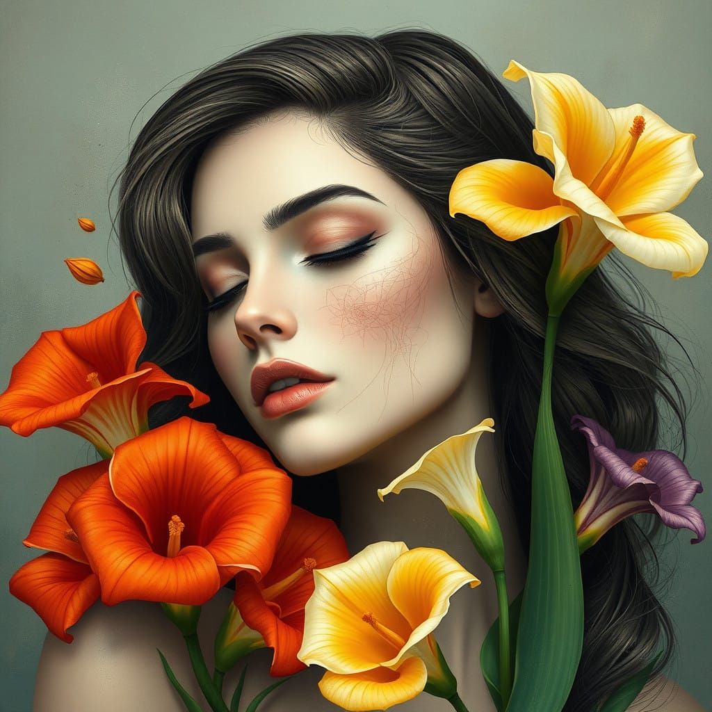 Surreal Woman in Abstract Luxury Attire