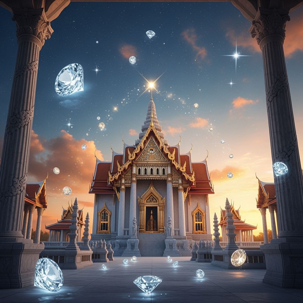 Majestic Thai Temple Shines Brightly Under Starry Sky