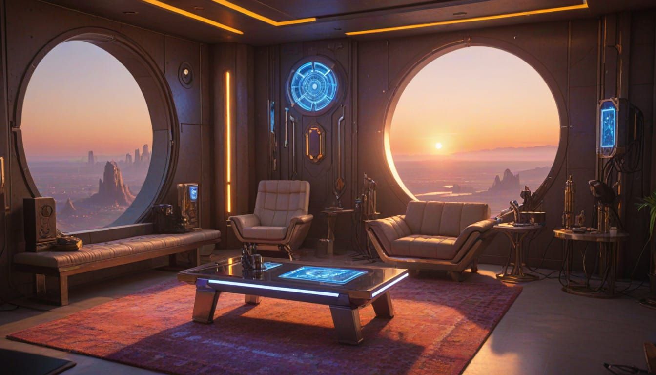 Cyberpunk Sanctuary in Vibrant Neon Hues