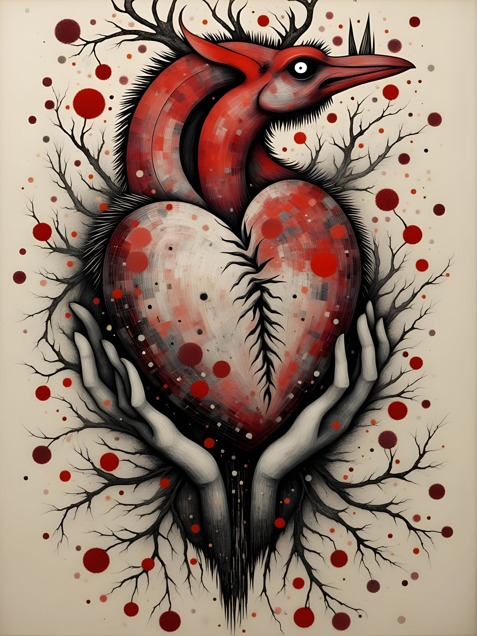 Abstract Expression of Heartbreak in Shades of Grey