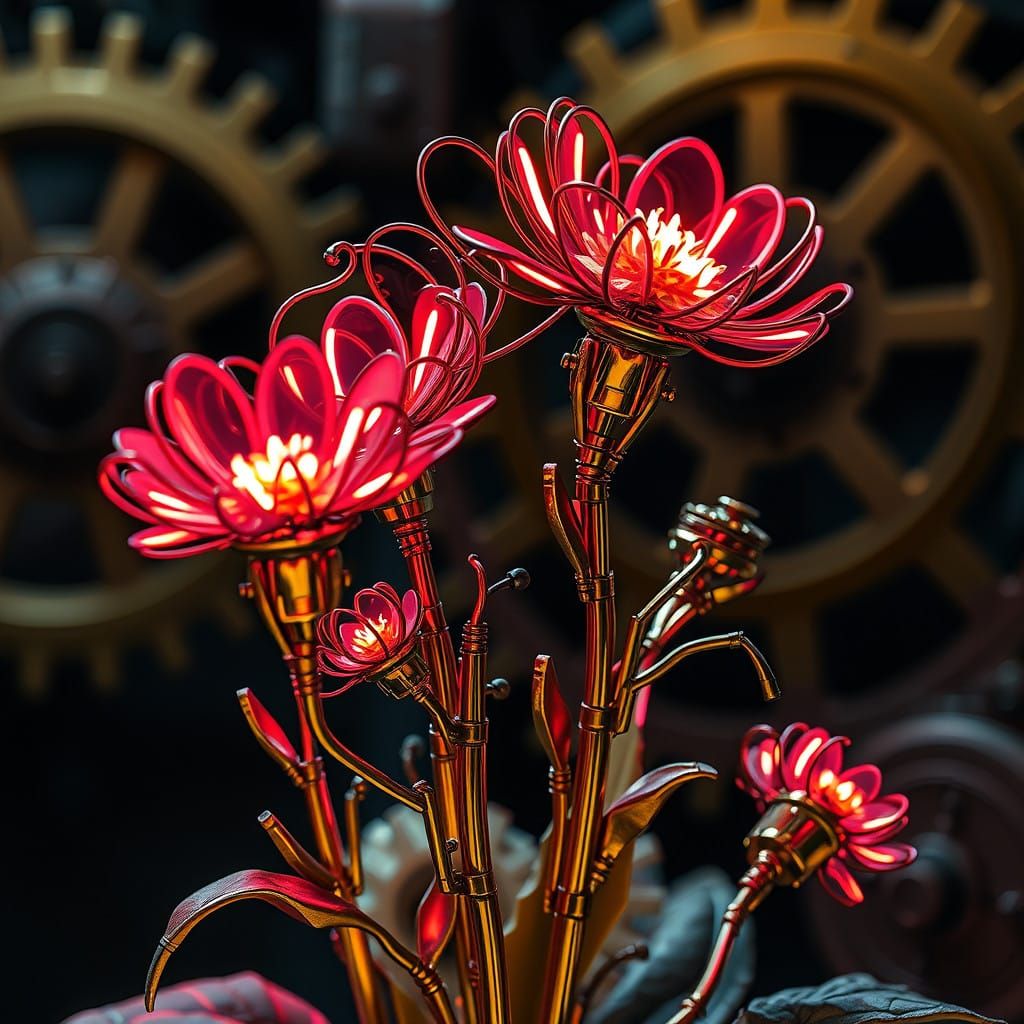 Mechanical Flowers in Futuristic Bloom