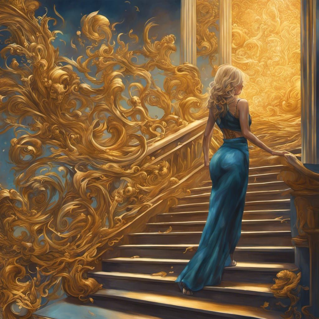 Stairway to Heaven: Hyperrealistic Splash Art Concept