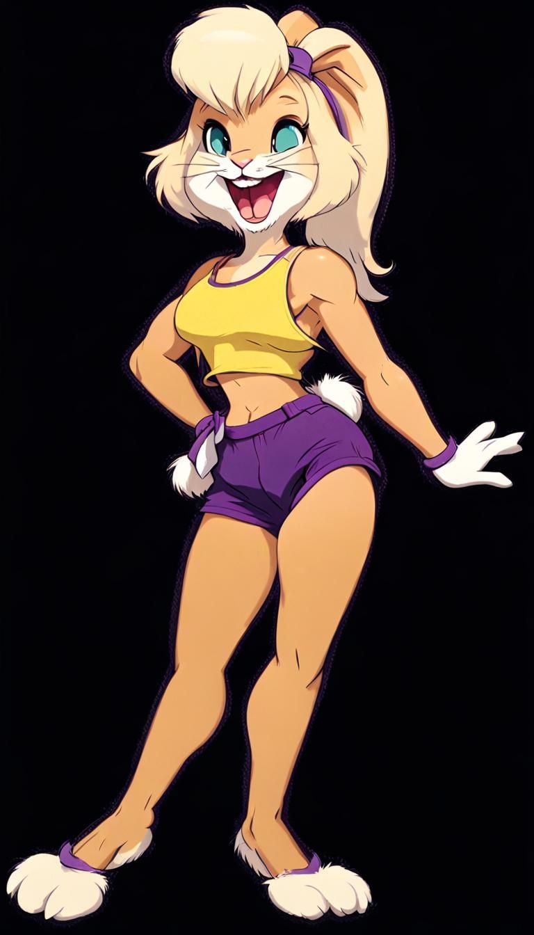 Anthropomorphic Bunny with Blonde Bangs and Casual Outfit