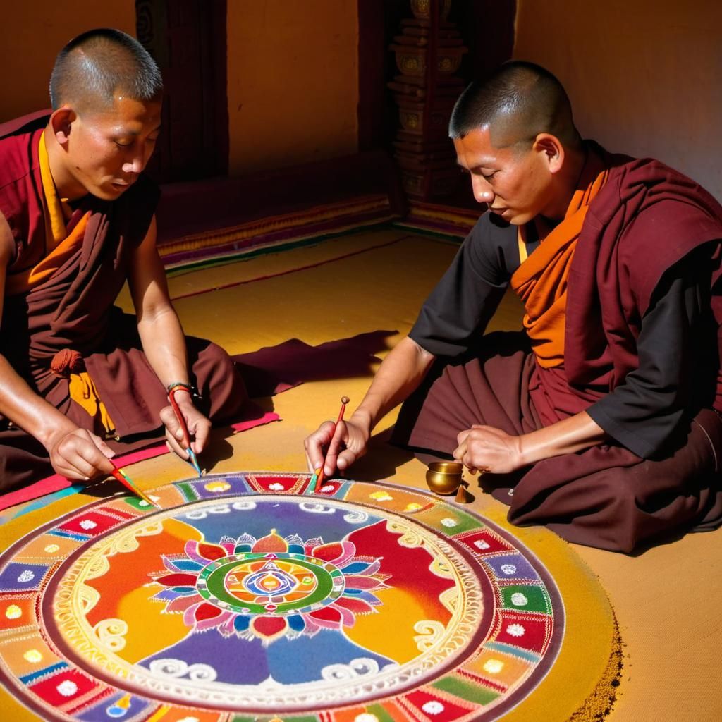 Tibetan Monks Create Sacred Sand Mandala