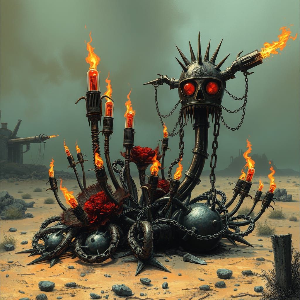 Gothic Metal Garden in Desolate Wasteland