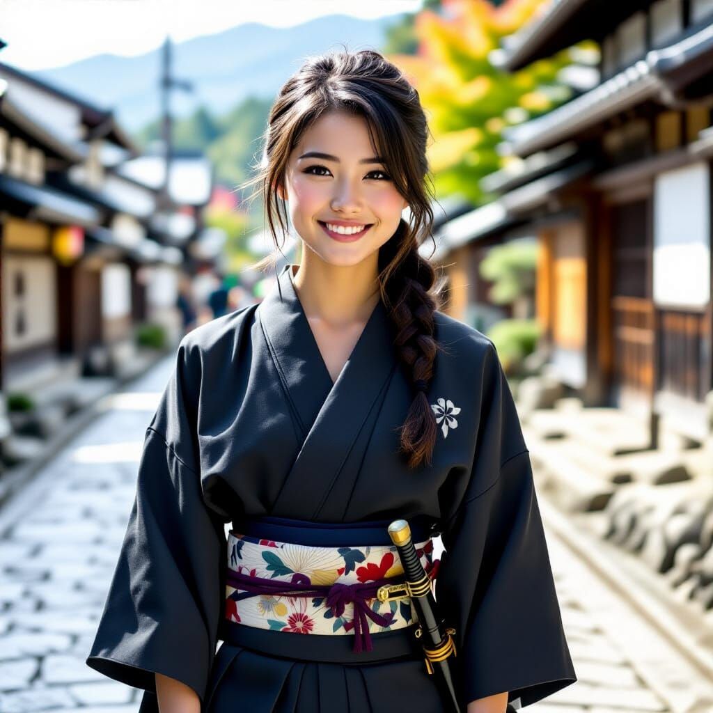 Lively Minkai Woman with Wakizashi, Adventure Ready