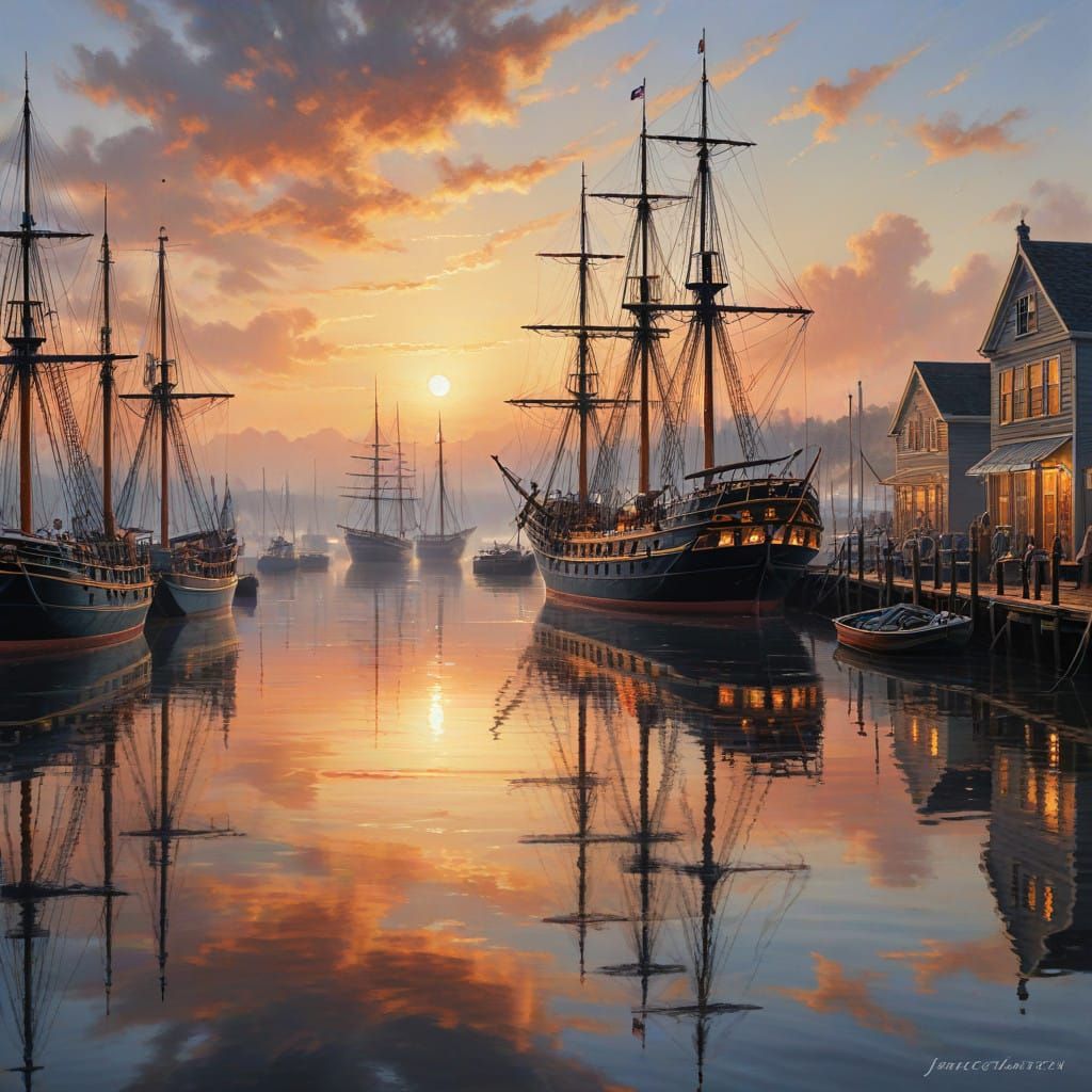 Tranquil American Harbour at Dawn