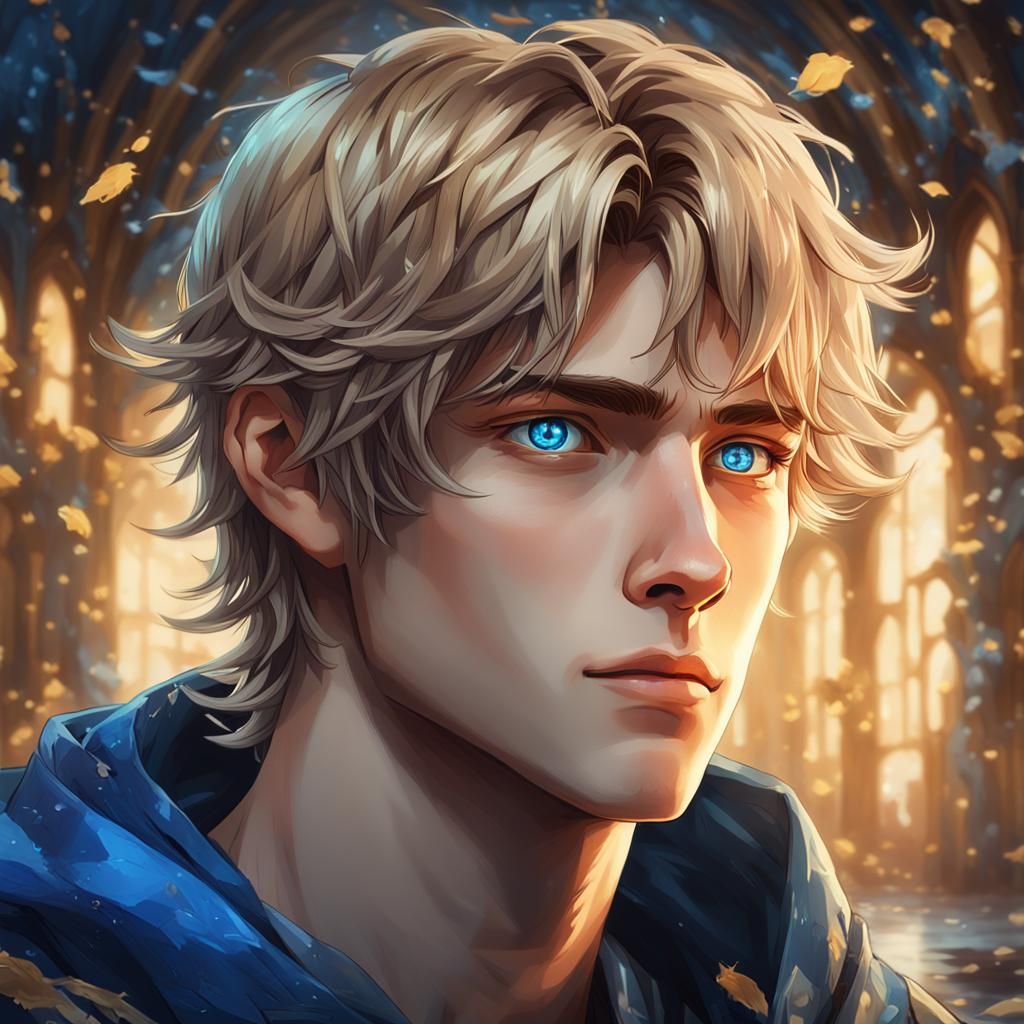 Anime Boy Portrait in Detailed Matte Oil Painting