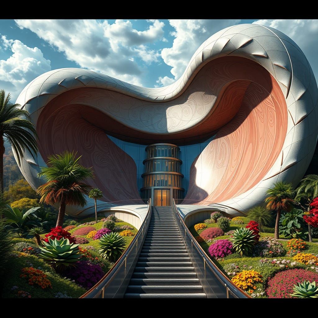 Dreamlike Futuristic Edifice in Vibrant, Surrealist Style