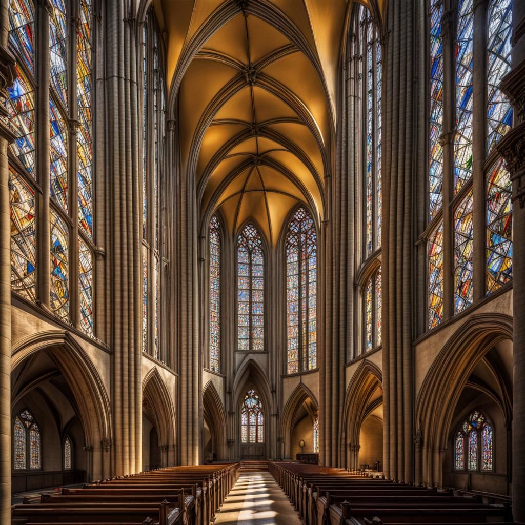 Gothic Cathedral Interior with Golden Ratio Design