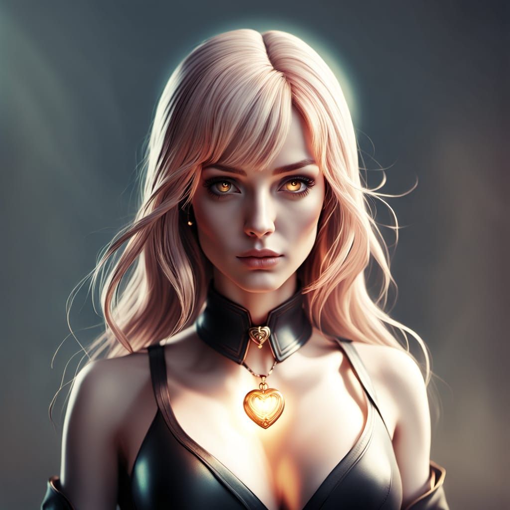 Loyal Girlfriend With Glowing Locket Close-Up